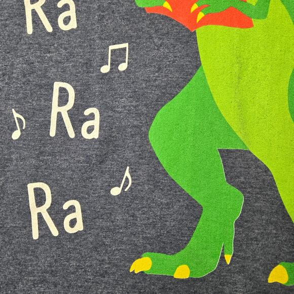 Fa Rawr Caroling T-Rex Tee Scary Santa Hat Heather Blue Christmas Holiday Large - Picture 6 of 9